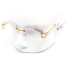 Men Sunglasses Hip Hop Clear Lens Gold Frame Retro Shades Metal Migos Rap Lentes